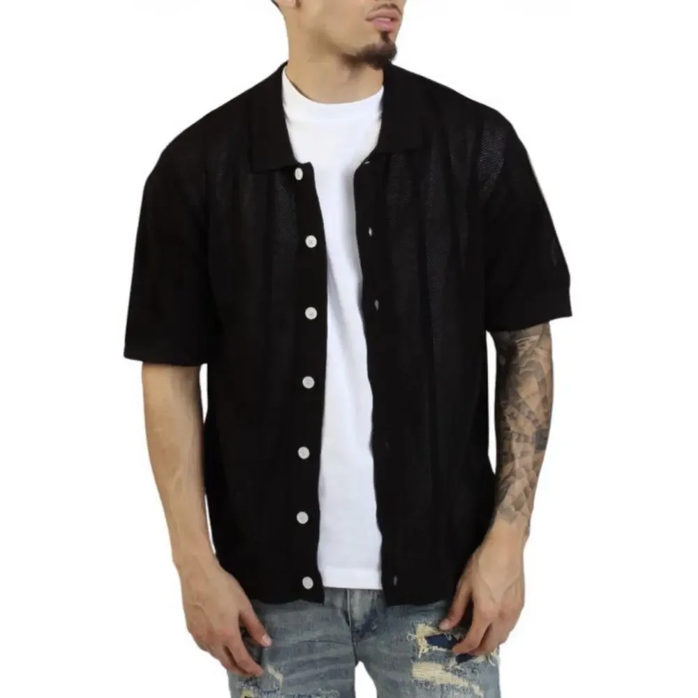 Wesc S/S POLO BUTTON FRONT SWEATER PEARL BUTTONS Unisex Men's Size MEDIUM‎ NWT